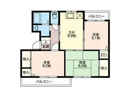 グランメール千本 B(3DK/4階)の間取り写真