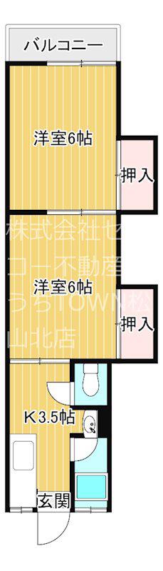 コーポ竹岡第2(2K/3階)の間取り写真
