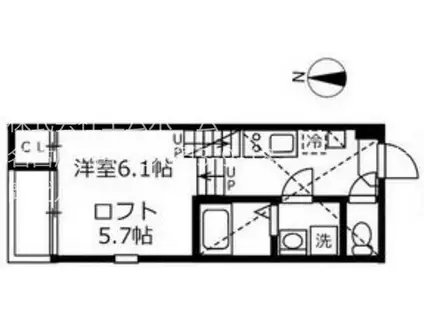 ハーモニーテラス鶴田II(1K/1階)の間取り写真