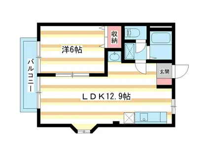 エミール指柳(1LDK/1階)の間取り写真