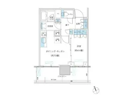 パークシティ柏の葉キャンパス ザ・ゲートタワー ウエスト(1DK/4階)の間取り写真