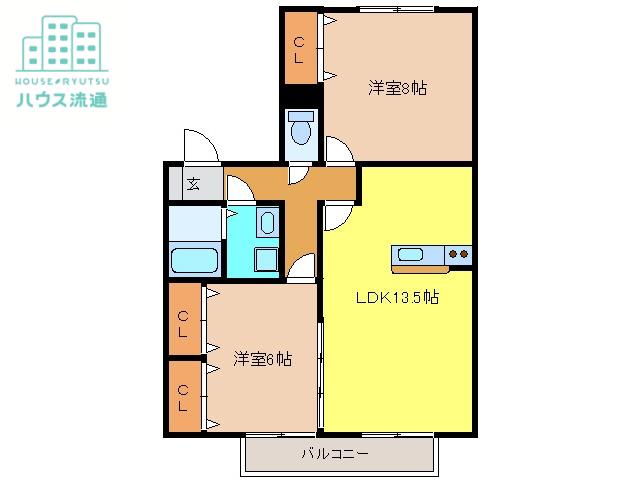 ヴェルドミール・大山(2LDK/2階)の間取り写真