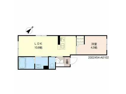 シャーメゾン純心電停前(1LDK/1階)の間取り写真