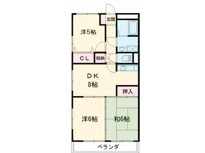 ア・ドリームさぎ山(3DK/3階)の間取り写真