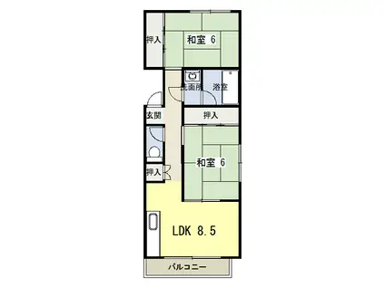 キロコハイツ(2LDK/4階)の間取り写真