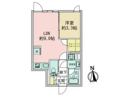 フォルスクラス東蒲田(1LDK/4階)の間取り写真