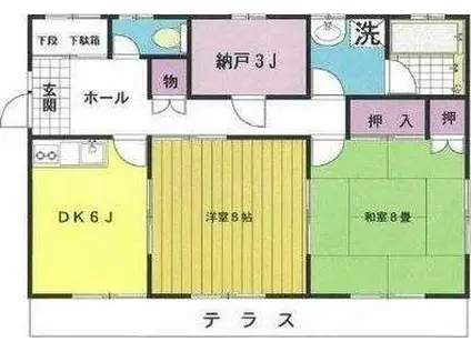 根岸アパート(2SDK/1階)の間取り写真