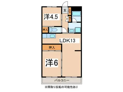 アイネット甲斐(2LDK/1階)の間取り写真