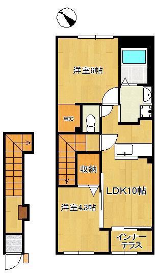 アジャート(2LDK/2階)の間取り写真