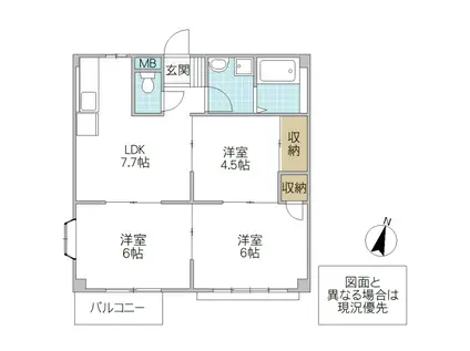 メープルファーム照山I(3DK/2階)の間取り写真