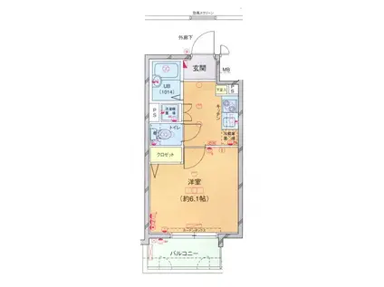 菱和パレス駒沢大学駅前(1K/1階)の間取り写真