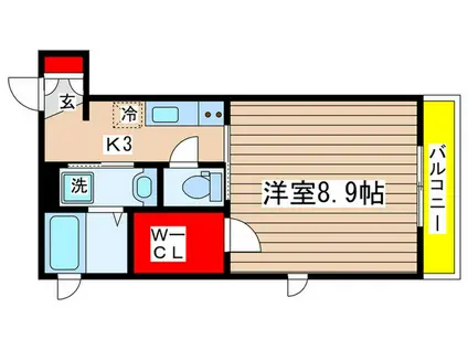 ブライトンテラス(1K/2階)の間取り写真