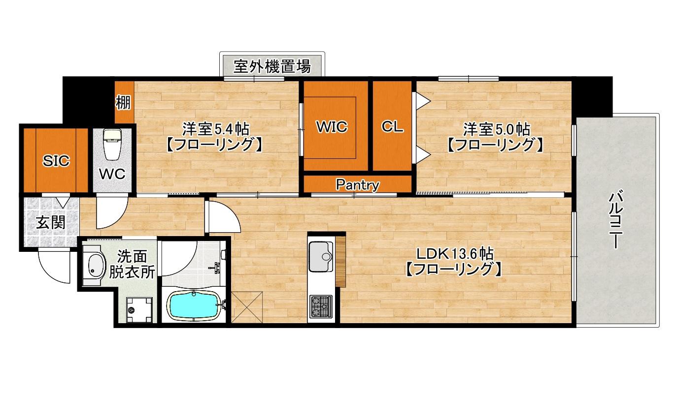 ERFOLG HAKATA(2LDK/6階)の間取り写真