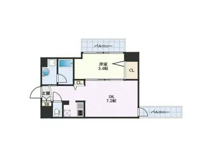 YOUS VII番館(1DK/2階)の間取り写真