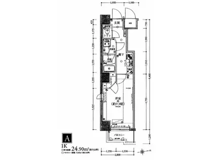 グランリーヴェル三ツ沢公園(1K/4階)の間取り写真