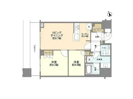 BRILLIA TOWERS目黒サウスレジデンス ブリリアタワーズ目黒(2LDK/21階)の間取り写真