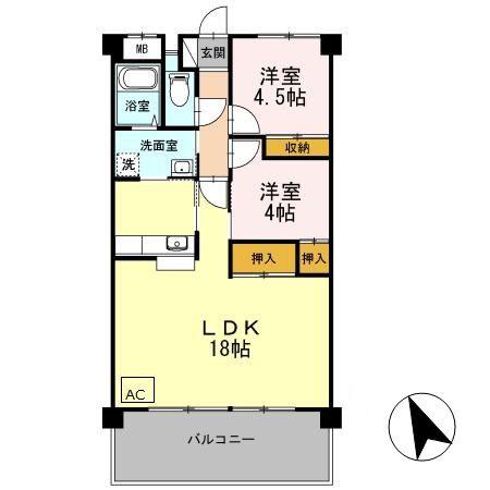 ロゼオパラッツオ(2LDK/1階)の間取り写真