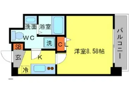 SERENITE日本橋SUD(1K/11階)の間取り写真