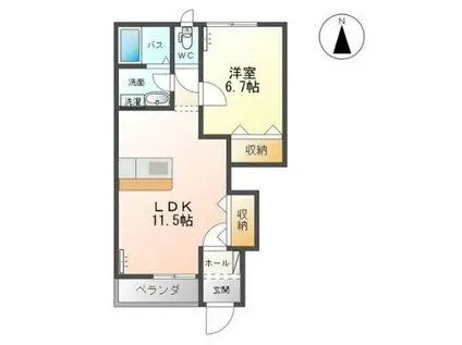 クレスト(1LDK/1階)の間取り写真