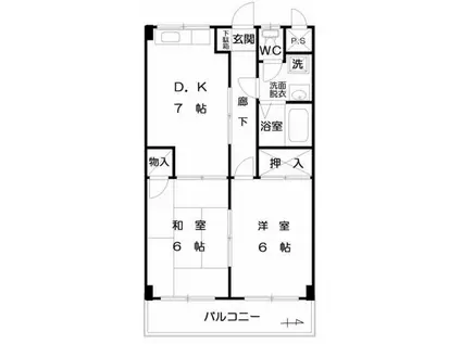 クリスティーガーデン(2DK/2階)の間取り写真