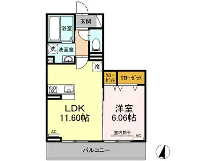 サニープレイス志布志 A棟(1LDK/3階)の間取り写真
