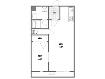 ソリテール菊陽(1LDK/3階)の間取り写真