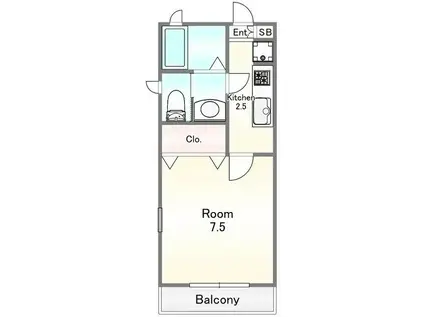 セジュール(1K/2階)の間取り写真