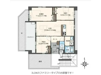 HALE-MOKKU(3LDK/3階)の間取り写真