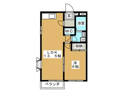 グランデュール(1LDK/1階)の間取り写真