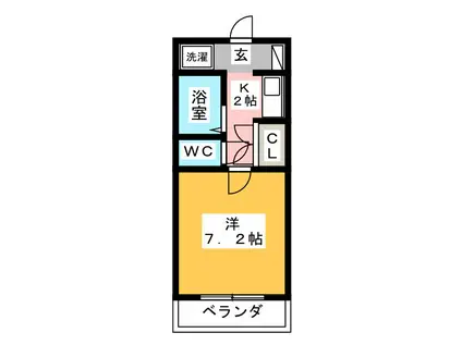 サンハイツ上大之郷(1K/1階)の間取り写真