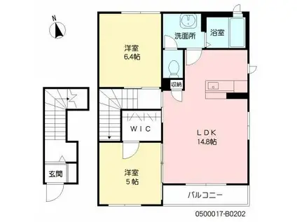 テラスハウスA2(2LDK/2階)の間取り写真