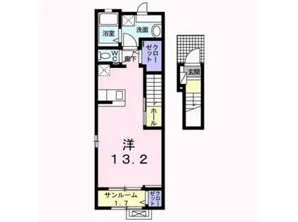 アルカンシエル旭川(ワンルーム/2階)の間取り写真