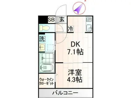 アリエッタ(1DK/2階)の間取り写真