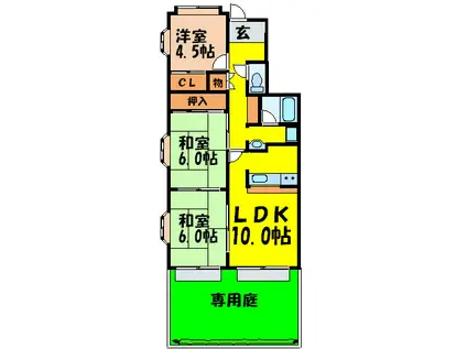 TメゾンシャルマントII(3LDK/1階)の間取り写真