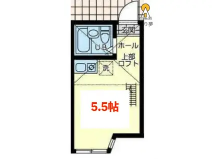 ユナイト境之谷タルトフロマージュ(ワンルーム/2階)の間取り写真