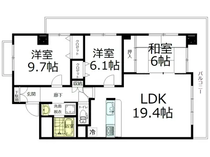 アルカーサル谷本(3LDK/4階)の間取り写真