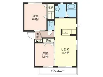 アムールA(2LDK/2階)の間取り写真