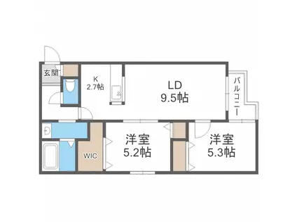 LOISEAU BLEU(2LDK/3階)の間取り写真