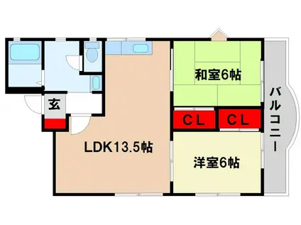 ハイランド(2LDK/1階)の間取り写真
