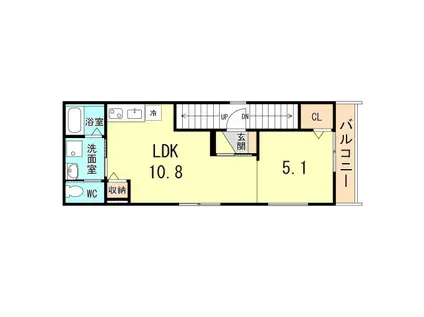 阪神本線 武庫川駅 徒歩8分 3階建 築1年(1LDK/2階)の間取り写真