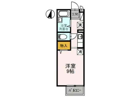 アメニティ大美野B棟(ワンルーム/2階)の間取り写真