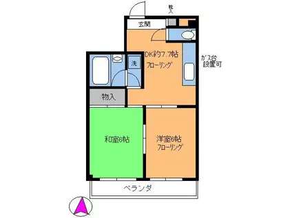 コーポハラブン(2DK/3階)の間取り写真