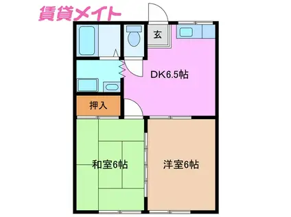 小平ハイツ(2DK/1階)の間取り写真