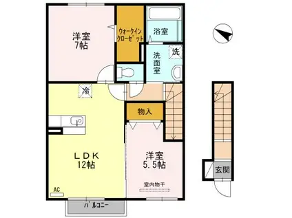 メゾンルシエルA(2LDK/2階)の間取り写真