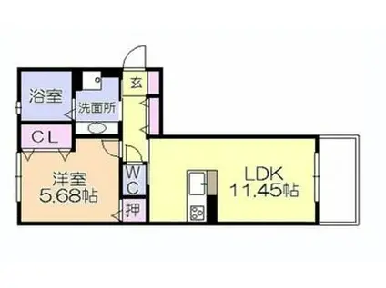 ブレイティア(1LDK/1階)の間取り写真