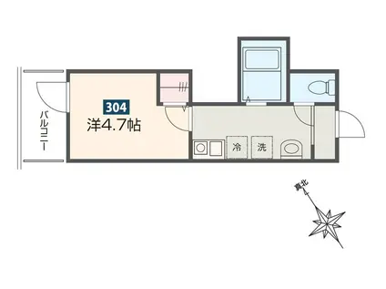 メルディア相模大野(1K/3階)の間取り写真