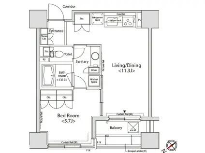 カスタリア目黒かむろ坂(1LDK/9階)の間取り写真