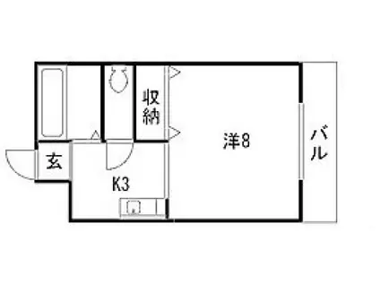 グラース亀山(1K/3階)の間取り写真