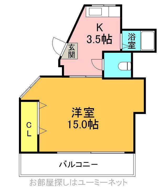 コーポ薬師堂(1K/3階)の間取り写真