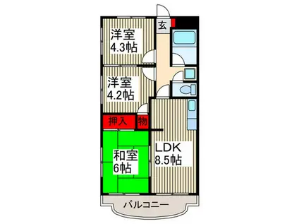 サンライズマンション(3LDK/2階)の間取り写真